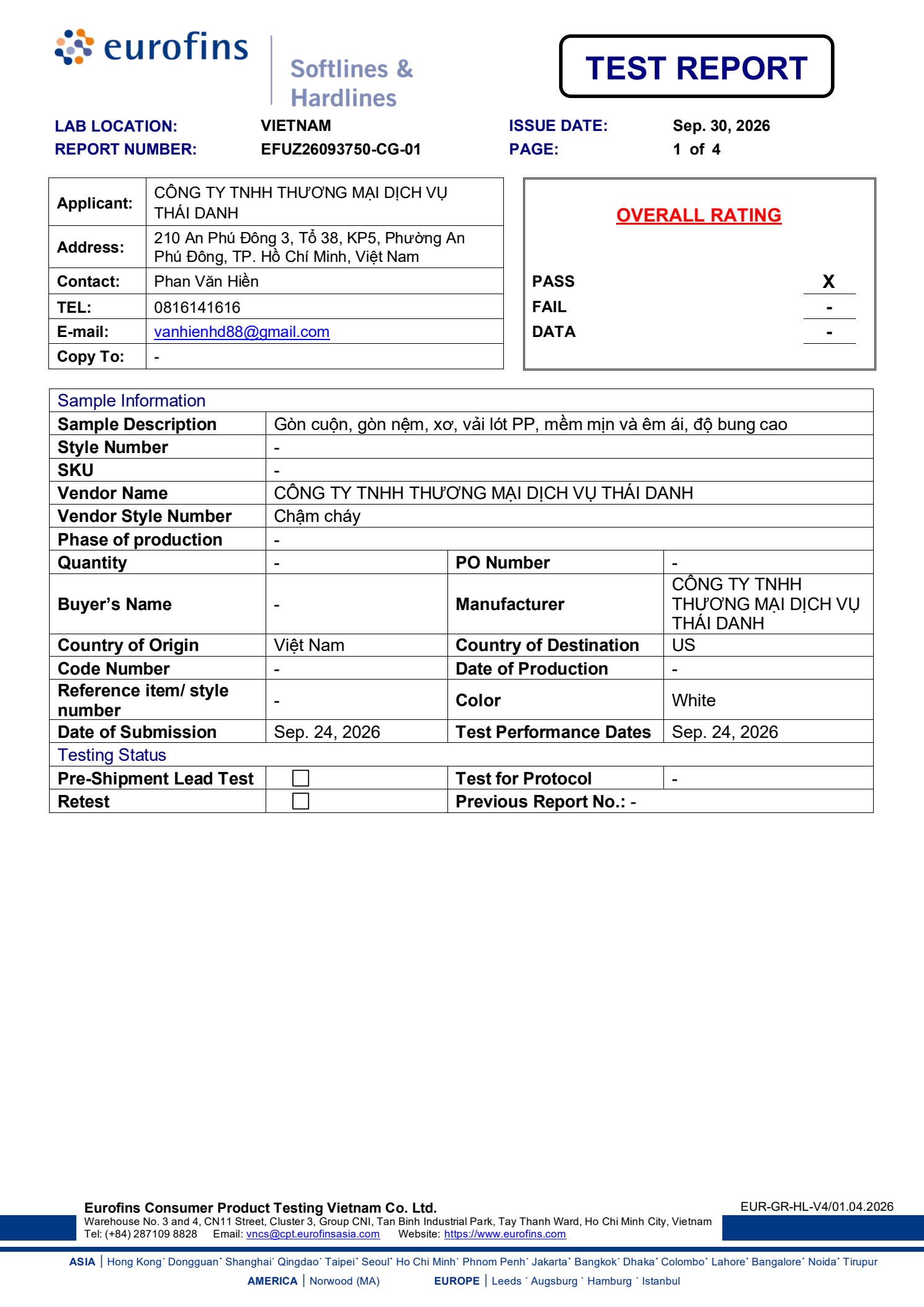 Kiểm định Chống Cháy California TB 117-2013 & 16 CFR Part 1640 (Hoa Kỳ)