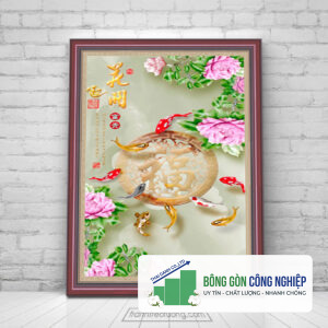 Mẫu tranh cửu ngư quần hội khổ đứng đẹp