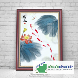 Mẫu tranh cửu ngư quần hội khổ đứng đẹp