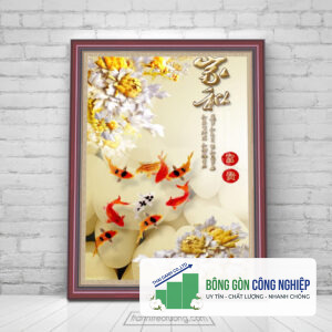 Mẫu tranh cửu ngư quần hội khổ đứng đẹp