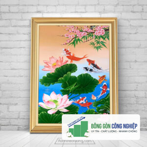 Mẫu tranh cửu ngư quần hội khổ đứng đẹp