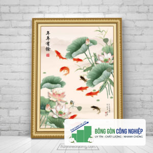 Mẫu tranh cửu ngư quần hội khổ đứng đẹp