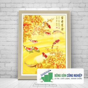 Mẫu tranh cửu ngư quần hội khổ đứng đẹp