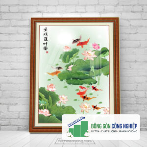 Mẫu tranh cửu ngư quần hội khổ đứng đẹp