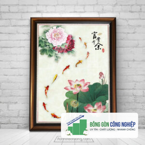 Mẫu tranh cửu ngư quần hội khổ đứng đẹp