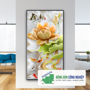Mẫu tranh cửu ngư quần hội đẹp kiểu khổ dọc cao