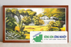 Tranh đồng quê lúa chín mùa vàng bội thu đẹp
