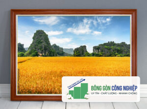 Tranh đồng quê lúa chín mùa vàng bội thu đẹp